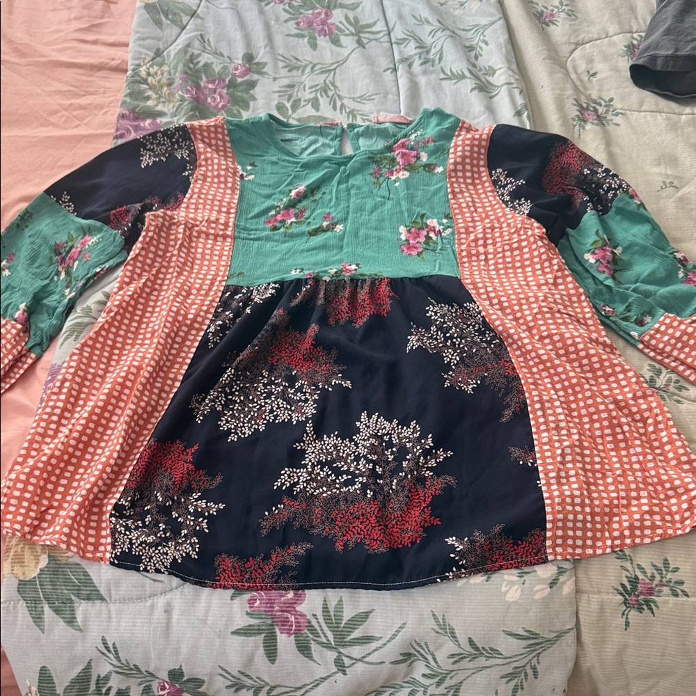 Kids Floral Patchwork Long Sleeve Top